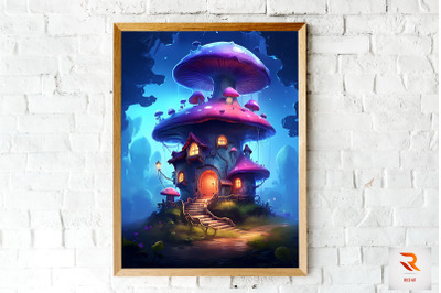 Magical Mushroom House Wall Art