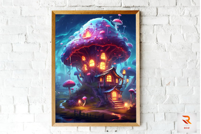 Magical Mushroom House Wall Art