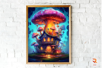 Magical Mushroom House Wall Art