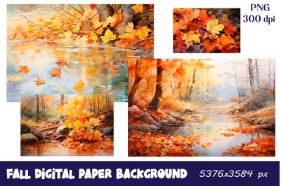 Autumn landscape watercolor painting