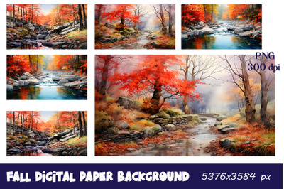 Autumn forest trees watercolor painting