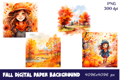 Watercolor Autumn Landscape Clipart