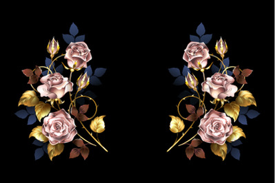 Symmetrical Composition with Pink Gold Roses