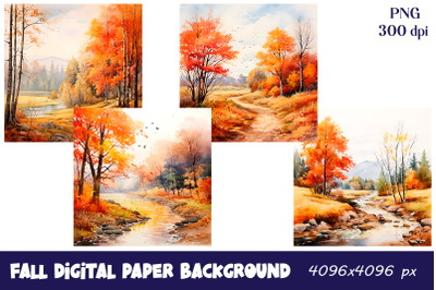 Watercolor Autumn Landscape background