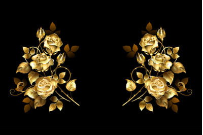 Symmetrical Composition of Gold Roses