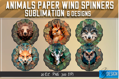 Animals Paper Wind Spinners Sublimation