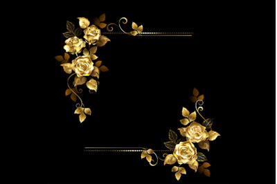 Rectangular Arrangement of Gold Roses