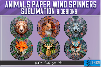 Animals Paper Wind Spinners Sublimation