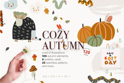 Cozy autumn clipart set