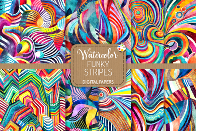 Funky Stripes Set 2 - Transparent Watercolor Abstract Patterns