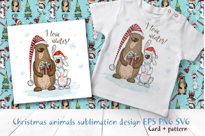 Christmas animal sublimation design PNG SVG EPS