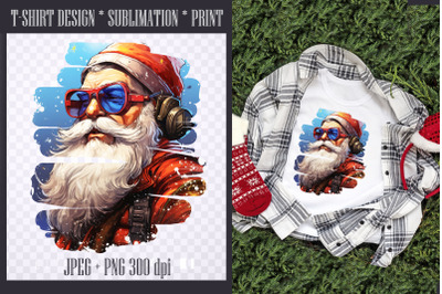 Cool Santa Christmas design, transparent PNG/JPEG 300dpi