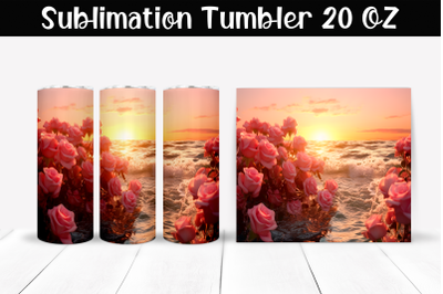 Sea roses Sublimation Tumbler Wrap 20 oz