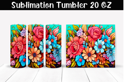 Bright flowers Sublimation Tumbler Wrap 20 oz