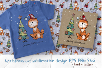 Christmas cat sublimation design PNG SVG EPS