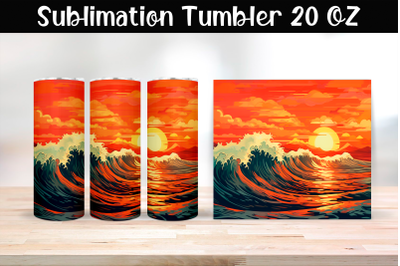 Waves Sublimation Tumbler Wrap 20 oz