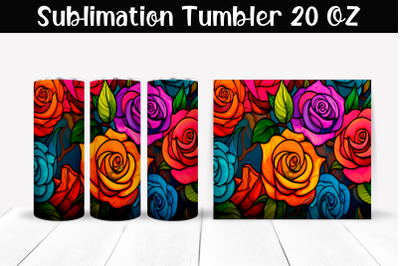 Stained glass roses Sublimation Tumbler Wrap 20 oz