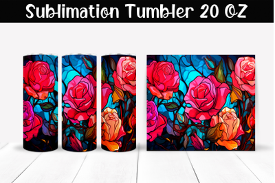 Stained glass roses Sublimation Tumbler Wrap 20 oz