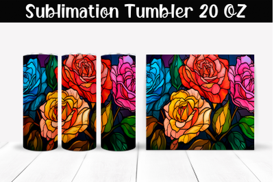 Stained glass roses Sublimation Tumbler Wrap 20 oz