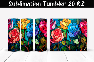 Stained glass roses Sublimation Tumbler Wrap 20 oz