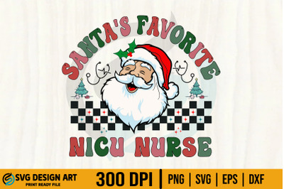 Christmas Nicu Nurse SVG, Retro Santa