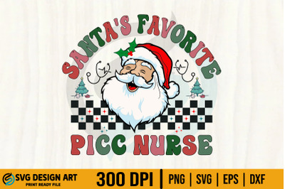 Christmas Picc Nurse SVG Santas Favorite Retro T-shirt