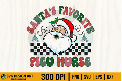 Christmas Picu Nurse SVG Santas Favorite retro T-Shirt