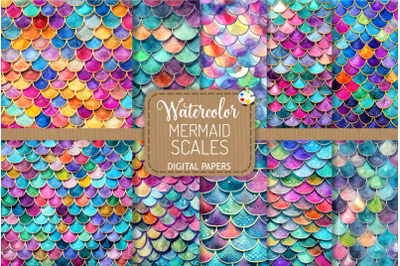 Mermaid Scales - Transparent Watercolor Background Textures