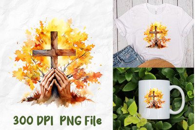 Jesus Christ Prayer Pray Cross Fall Leaf