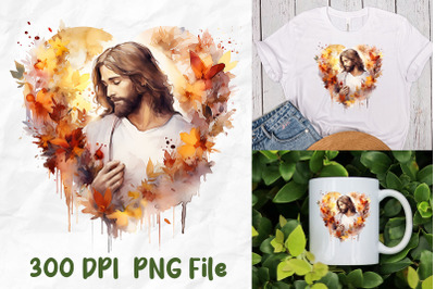 Jesus Christ Heart Love Autumn Fall Leaf