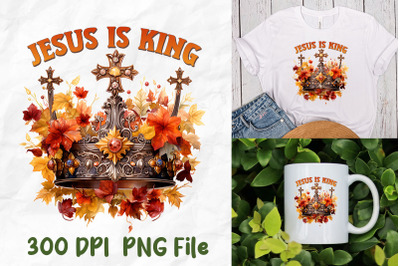 Jesus Is King God Christian Cross Fall