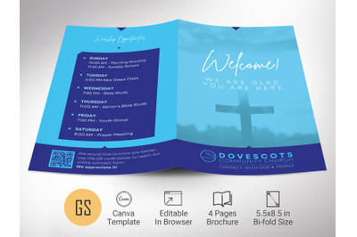Modern Church Welcome Brochure Template for Canva | 4 Pages