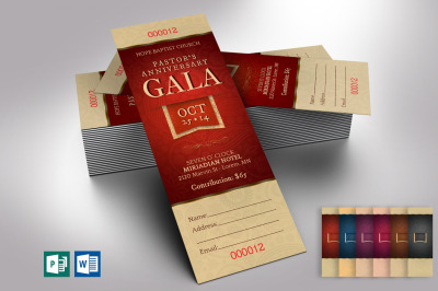 Pastor Appreciation Gala Ticket Template for Word and Publisher
