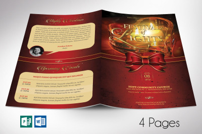 Light Christmas Program Template for Word and Publisher | 4 Pages