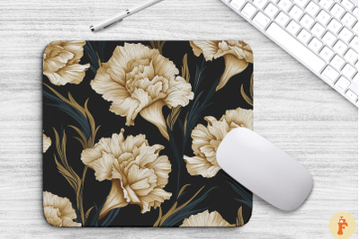 Elengant Gold Carnation Floral Mouse Pad