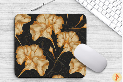 Elengant Gold Carnation Floral Mouse Pad