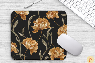 Elengant Gold Carnation Floral Mouse Pad