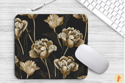 Elengant Gold Carnation Floral Mouse Pad