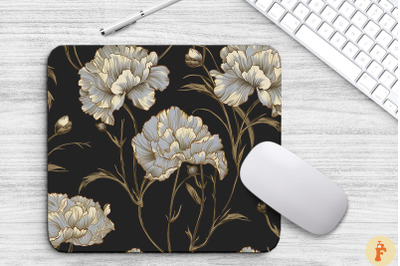 Elengant Gold Carnation Floral Mouse Pad