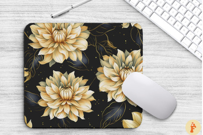 Elengant Gold Dahlia Floral Mouse Pad