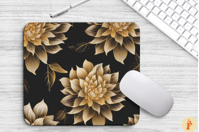 Elengant Gold Dahlia Floral Mouse Pad