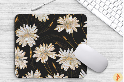 Elengant Gold Daisy Floral Mouse Pad