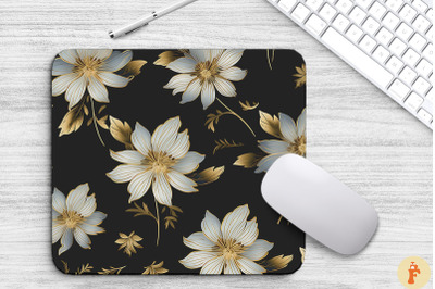 Elengant Gold Daisy Floral Mouse Pad