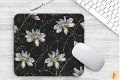 Elengant Gold Daisy Floral Mouse Pad