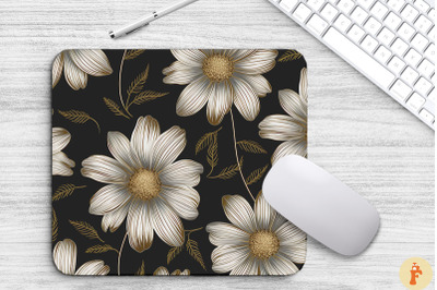 Elengant Gold Daisy Floral Mouse Pad