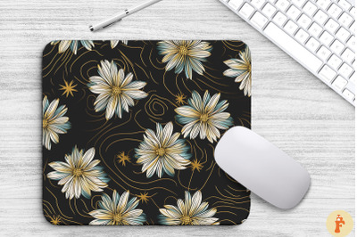 Elengant Gold Daisy Floral Mouse Pad