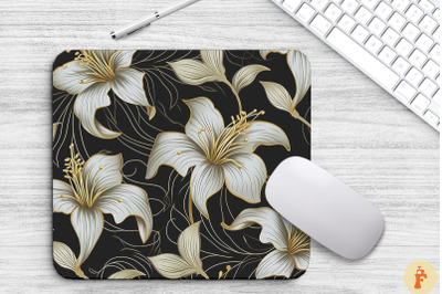 Elengant Gold Lily Floral Mouse Pad