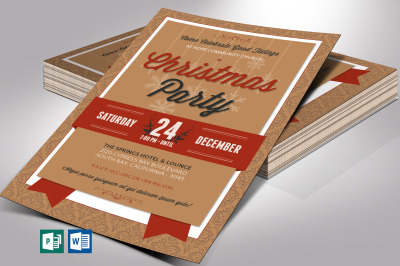 Christmas Party Flyer Template for Word and Publisher V2