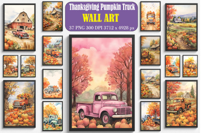 Thanksgiving Pumpkin Truck Wall Arts