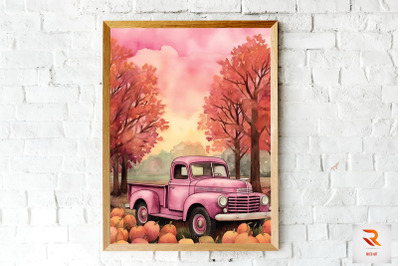 Beautiful Pumpkin Truck Autumn Wall Art